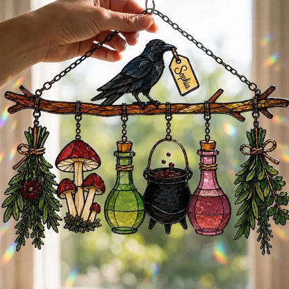 🔥Last Day 50% OFF – 🖤 🐦‍⬛Raven Witch Suncatcher