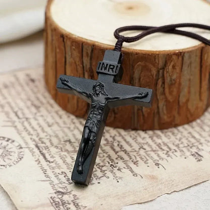 ✝️100% Handmade Jesus Cross Wooden Necklace(Handmade)