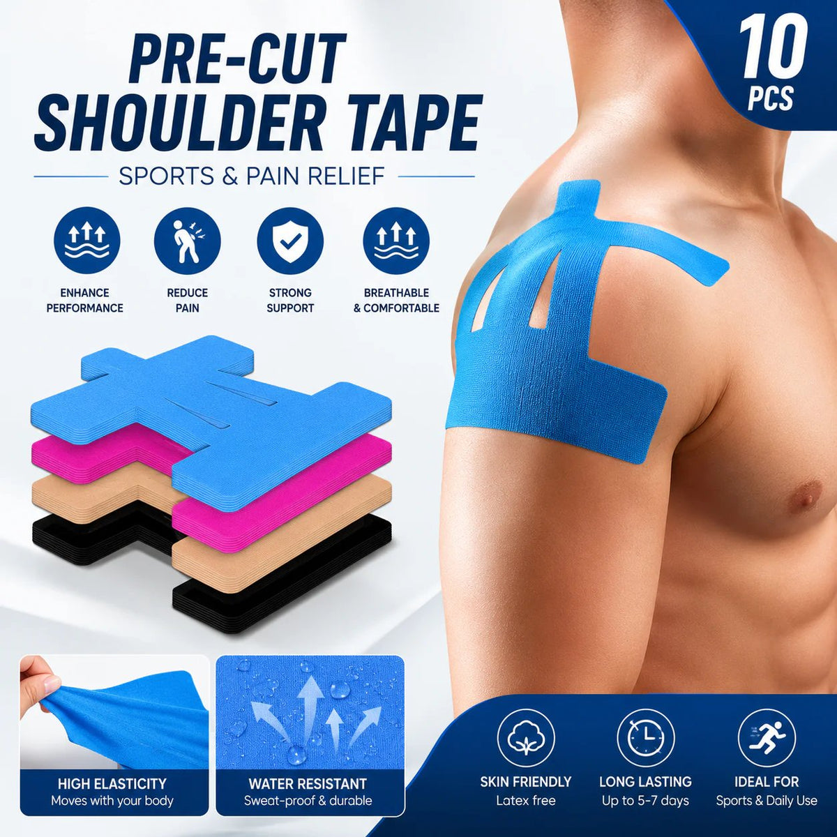 🔥 LAST DAY 50% OFF – FDA-Registered Fast-Acting Shoulder & Knee Pain Relief Tape 💪🏃 Breathable & Sweatproof