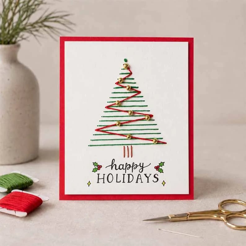 🎁Last Day 50% OFF - Merry & Bright Beginner-Friendly Christmas DIY Card Kit (6 Cards)