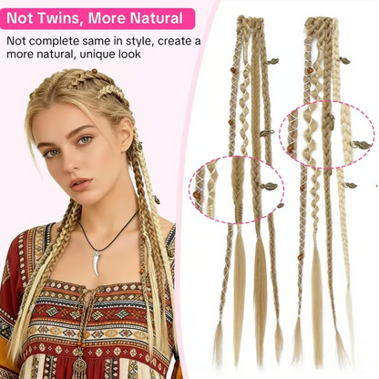 🌿🎨 Boho Beaded Clip-In Braids – Effortless Festival & Everyday Hair Transformation(✨2Pcs)
