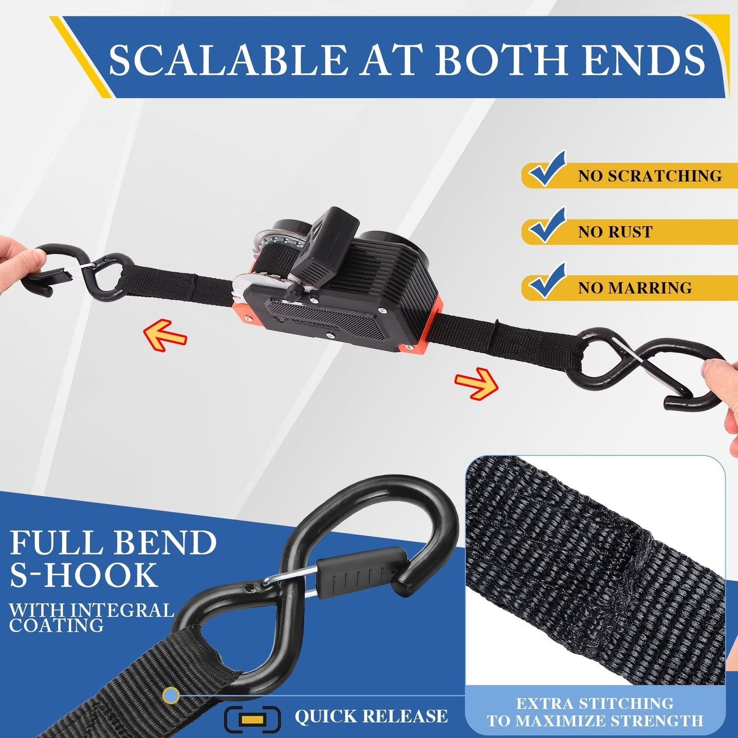 🔧 Dual-End Retractable Ratchet Straps 🛻