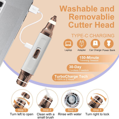 2-in-1 Electric Eyebrow Trimmer Cordless Rechargeable