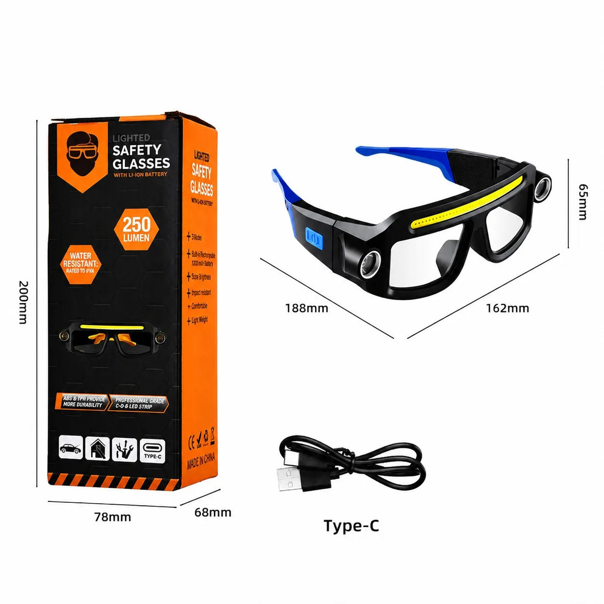 Rechargeable LED Headlamp Glasses – Hands-Free Work Light for Car Repair, DIY & Camping
