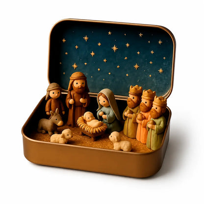 Pocket-Size Mini Nativity Scene Set with Storage Box🙏🎁