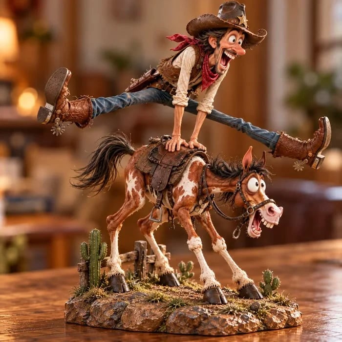 🤠🐴 Hold My Hat! – Funny Cowboy & Horse Figurine | A Gift Full of Western Personality 🎁✨