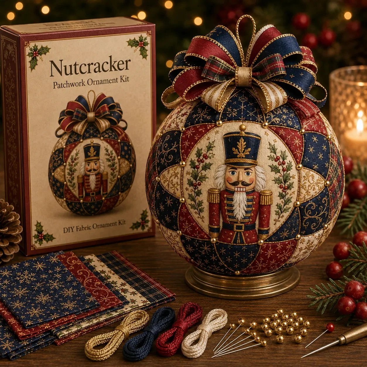 🎁LAST DAY 49% OFF-🎄 Christmas Classics Patchwork Ornament DIY Kit (Beginner-Friendly)