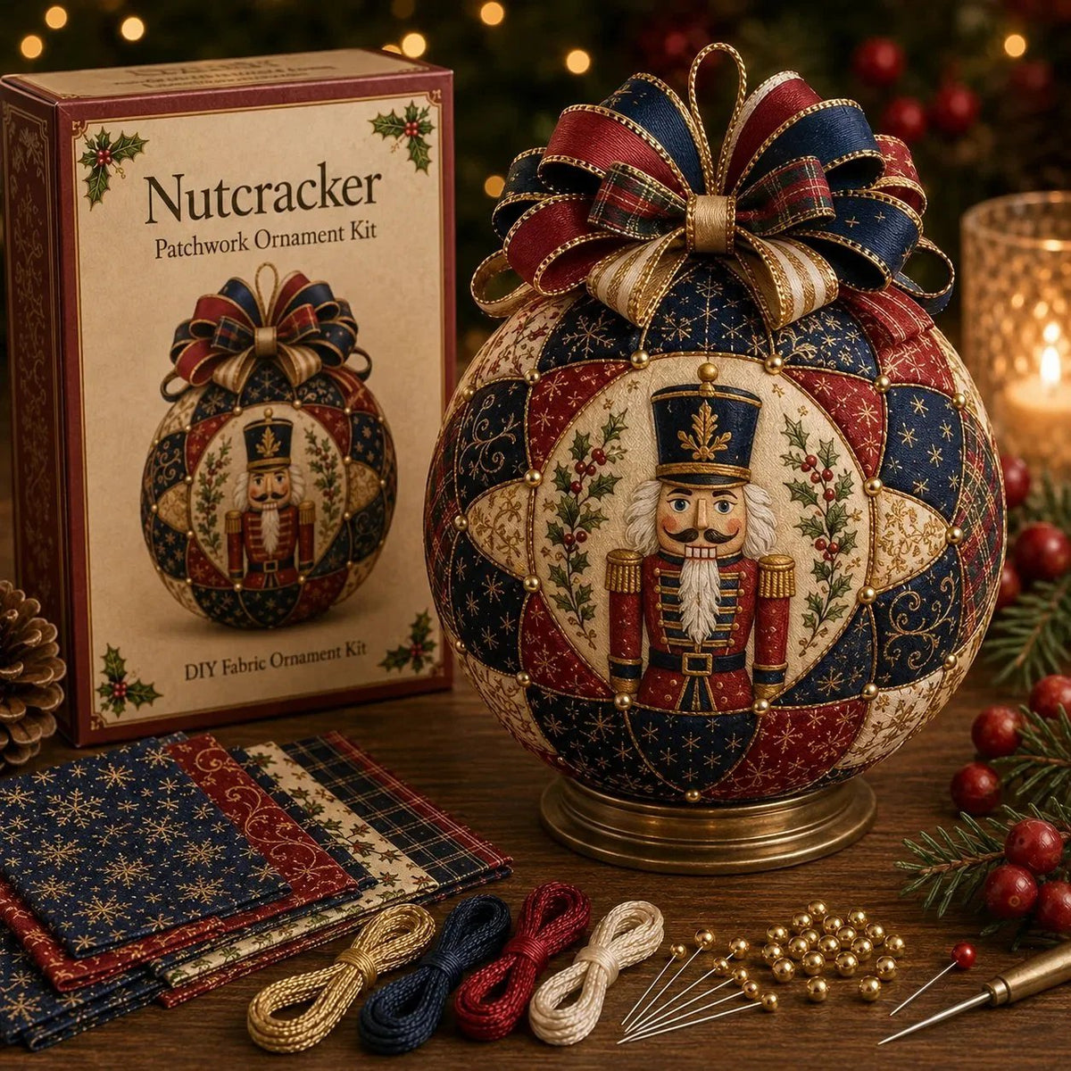 🎁LAST DAY 49% OFF-🎄 Christmas Classics Patchwork Ornament DIY Kit (Beginner-Friendly)