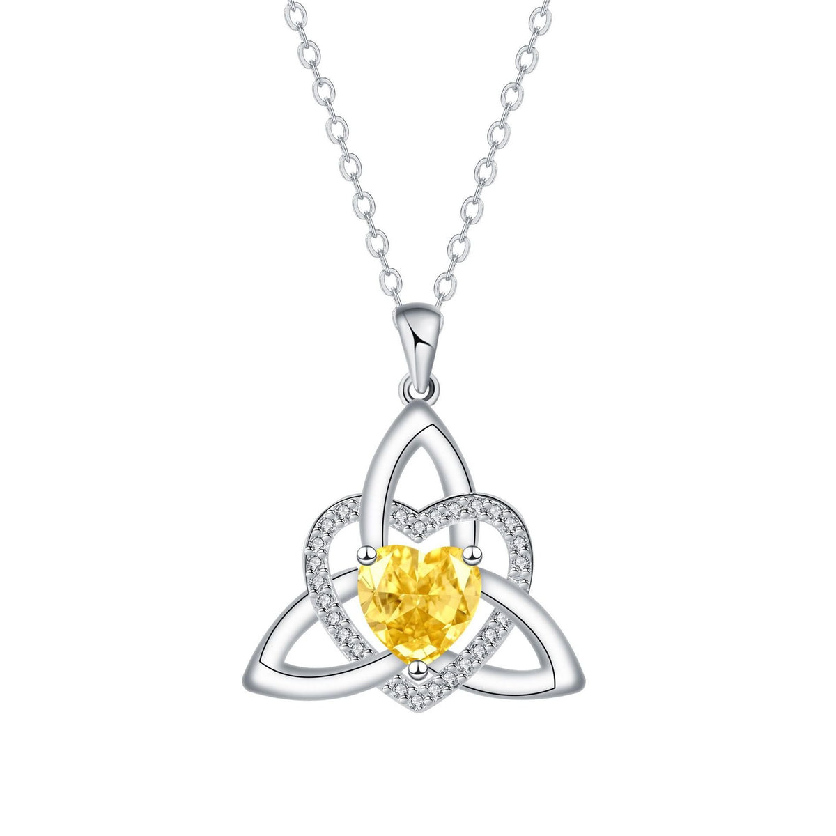 Birthstone Celtic Trinity Knot Heart Necklace✨ Heart Shape Celtic Trinity Knot Birthstone Pendant