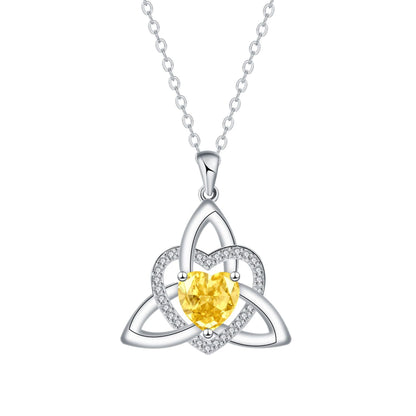 Birthstone Celtic Trinity Knot Heart Necklace✨ Heart Shape Celtic Trinity Knot Birthstone Pendant