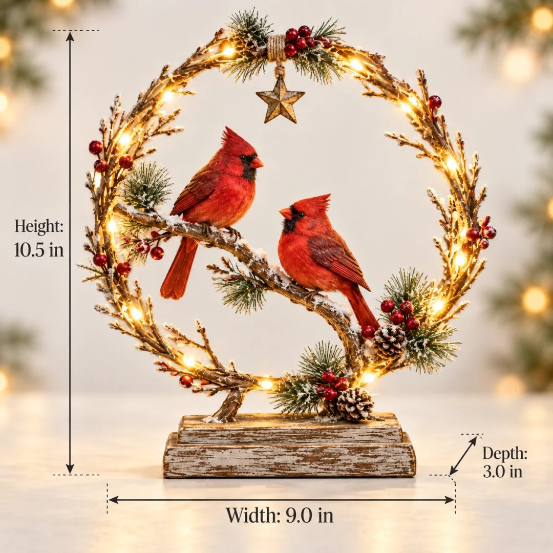 🔥 Last Day 50% OFF✨-Lighted Cardinal Tabletop Decor