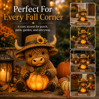Solar Highland Cow Pumpkin Light