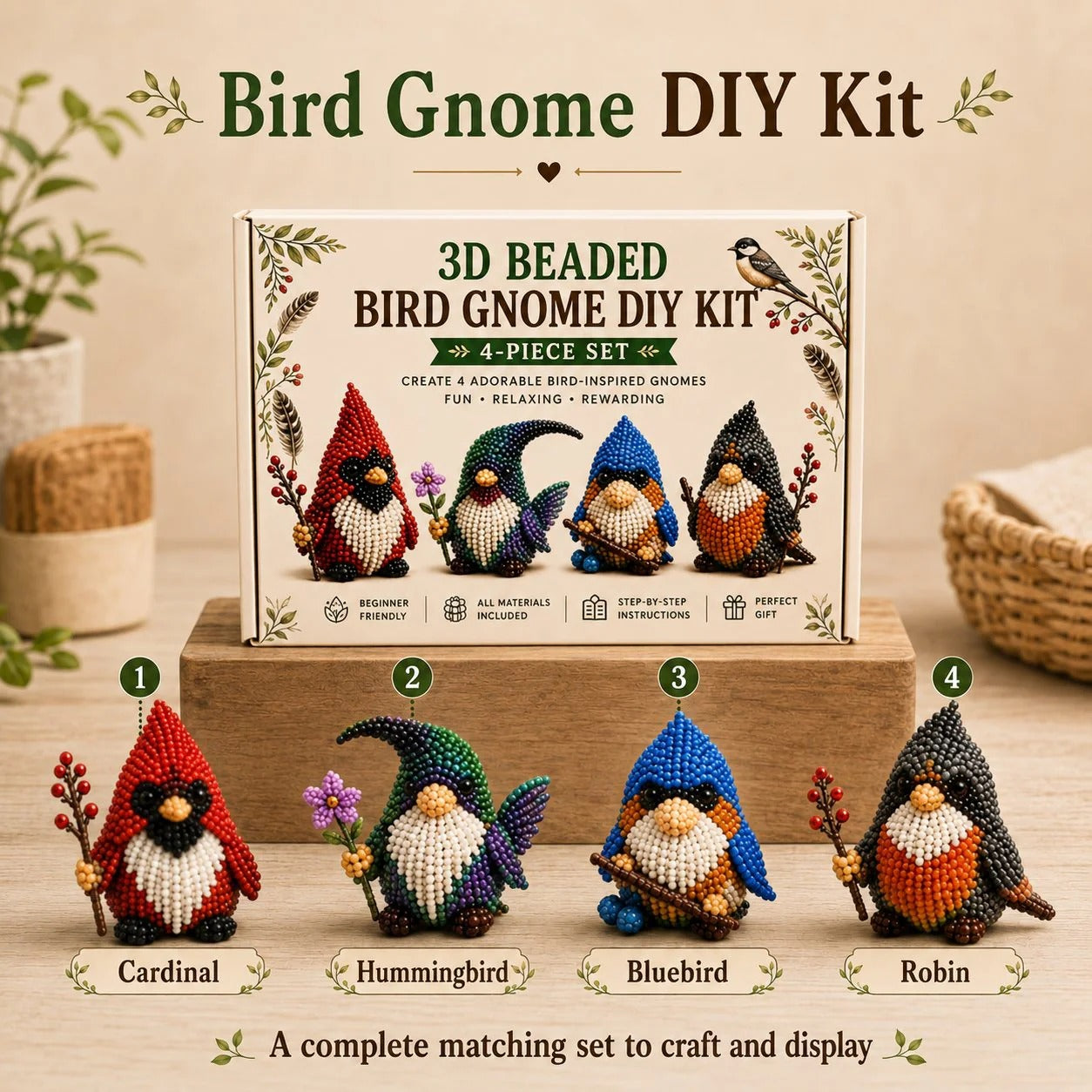 🔥3D Beaded Gnome DIY Kit Collection✨🎁