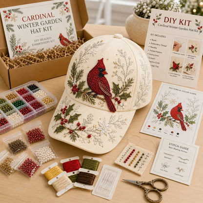 🧢✨ Premium Hummingbird Garden Beaded Hat DIY Kit | Luxury Flocked Canvas with Scratch-Resistant Non-Fading Pearl Beads DIY Handmade Floral Cap Decor 🌿