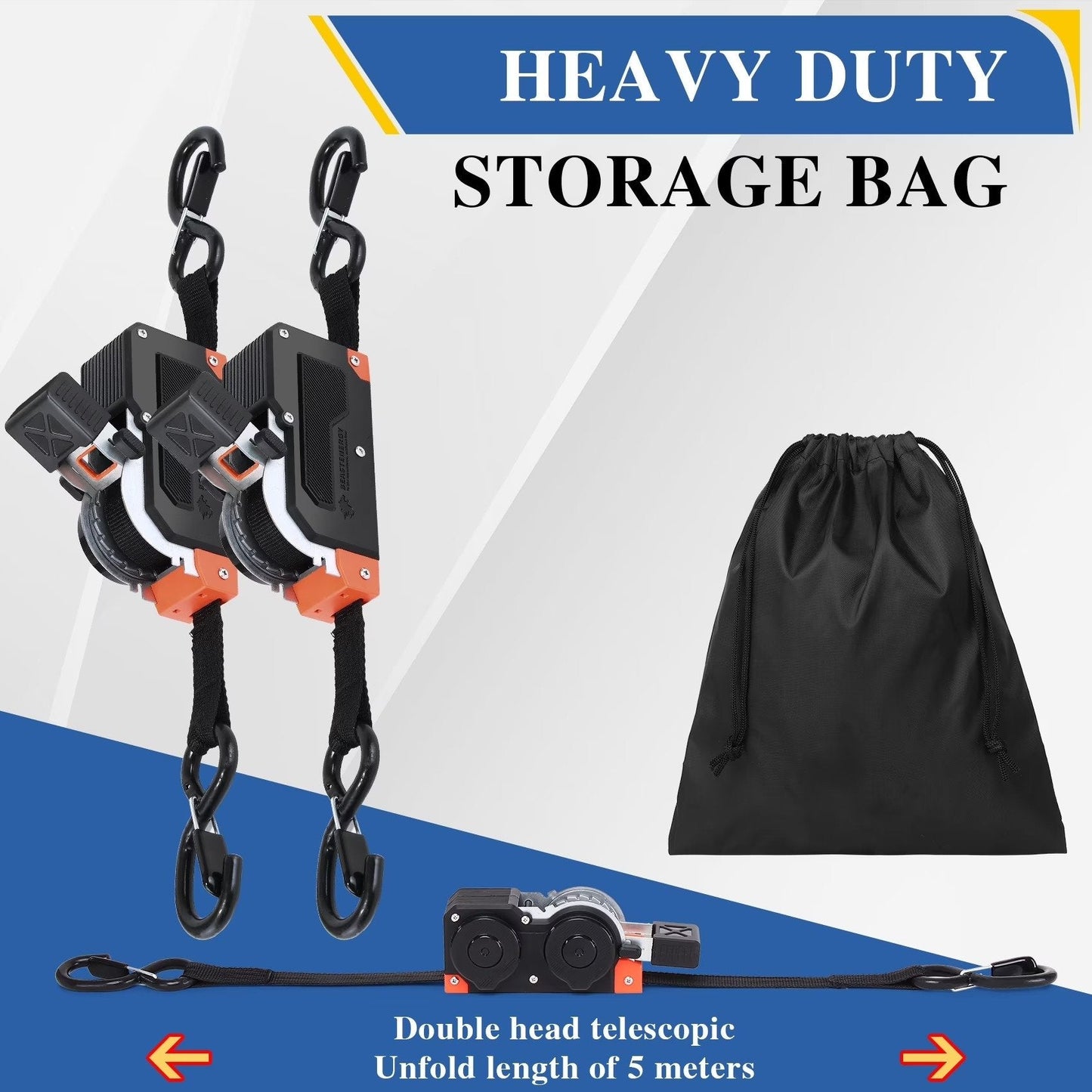🔧 Dual-End Retractable Ratchet Straps 🛻