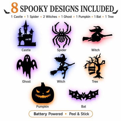 🎃 Halloween LED Silhouette Wall Light Stickers – Spooky Glow Made Easy! 👻✨