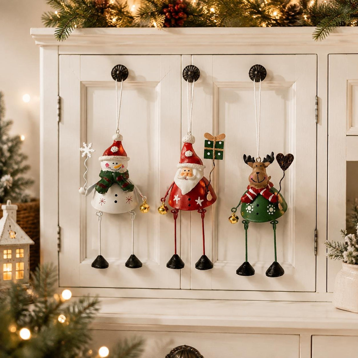 ✨ Hand-Painted Metal Dangling Leg Christmas Ornaments