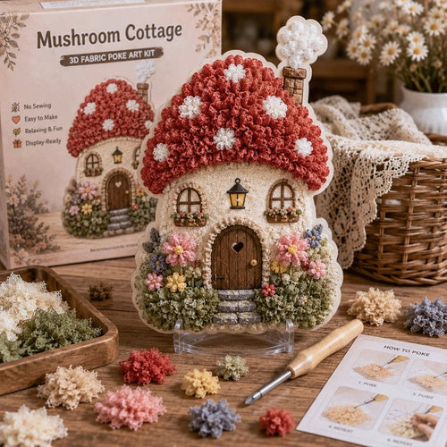 🔥Whimsical Village 3D Fabric Poke Art Kit🌼🎁