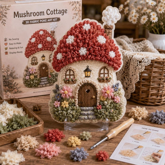 🔥Whimsical Village 3D Fabric Poke Art Kit🌼🎁