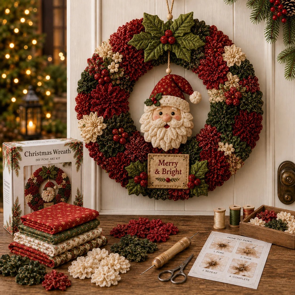 🎄 3D Fabric Poke Wreath DIY Kit