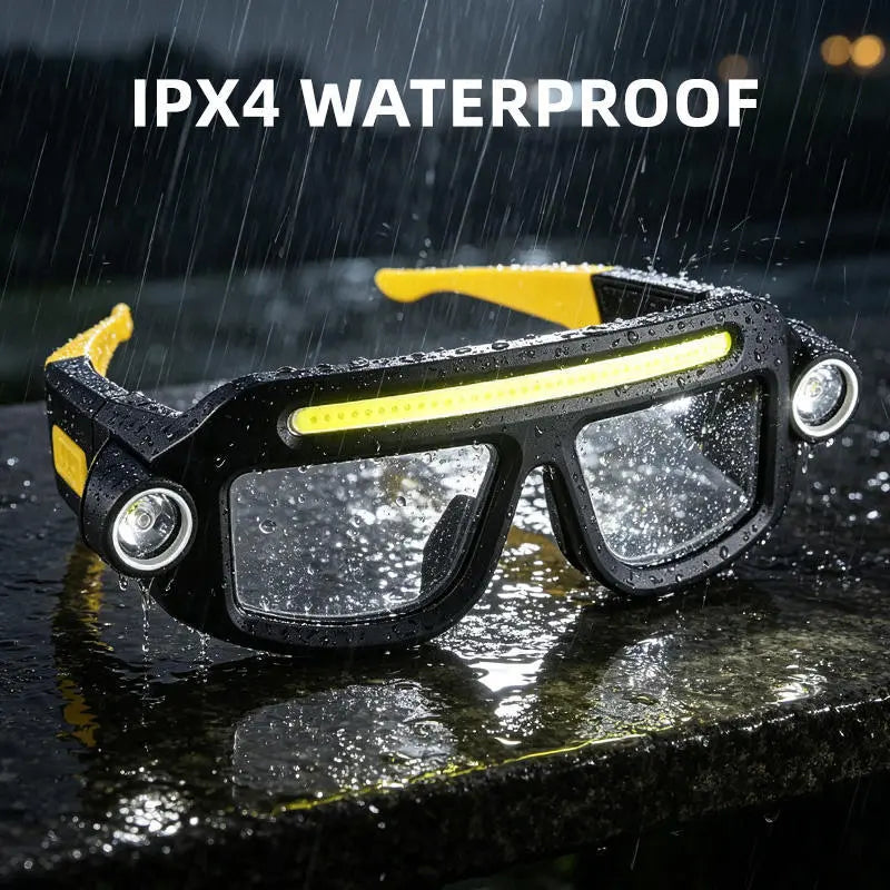 Rechargeable LED Headlamp Glasses – Hands-Free Work Light for Car Repair, DIY & Camping