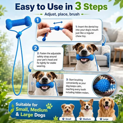 Adjustable Neck Strap Dog Tooth Cleaning Chew Stick – Bite-Resistant Rubber Pet Oral Care Toy