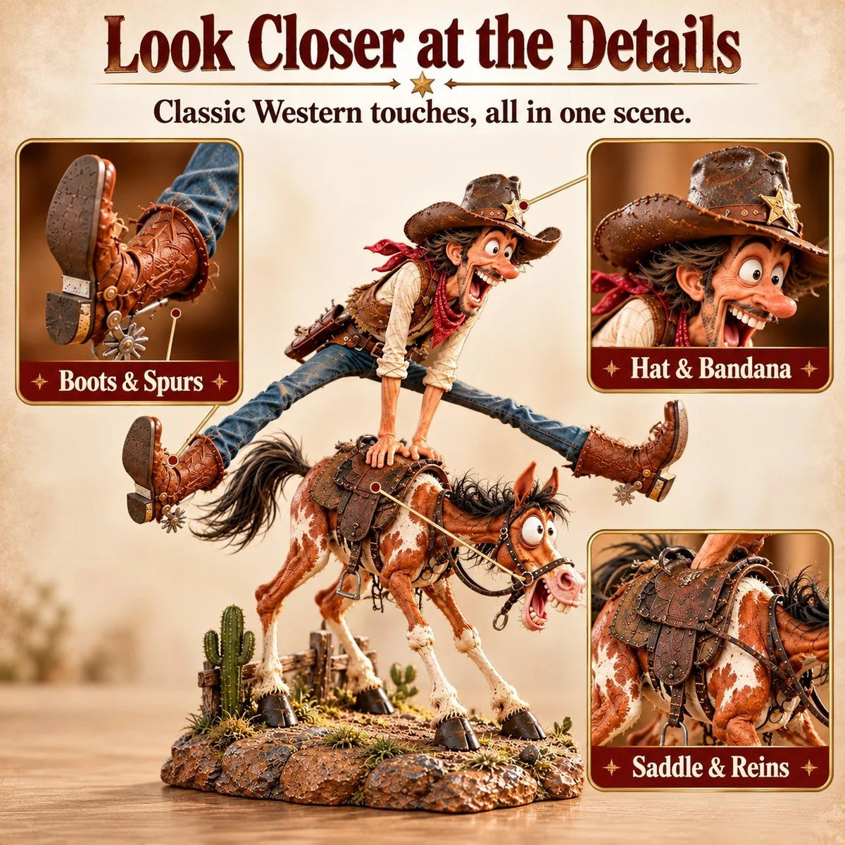 🤠🐴 Hold My Hat! – Funny Cowboy & Horse Figurine | A Gift Full of Western Personality 🎁✨