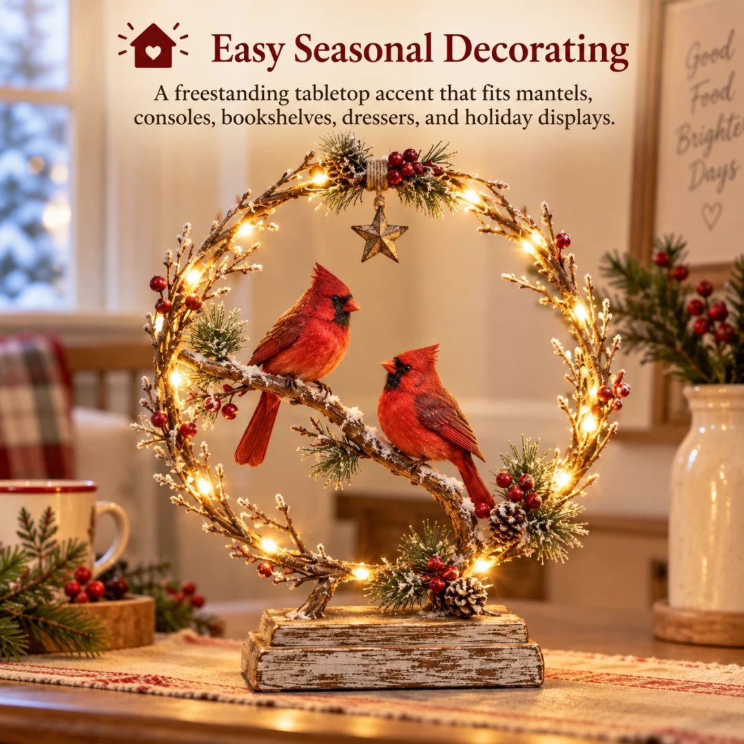 🔥 Last Day 50% OFF✨-Lighted Cardinal Tabletop Decor