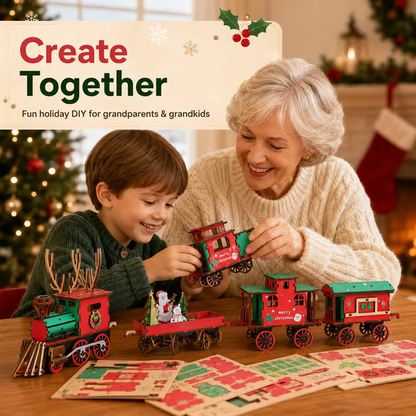 🎄LAST DAY 50% OFF – 🎅🎁DIY Christmas Wooden Train Set 3D Assembly Puzzle Kit