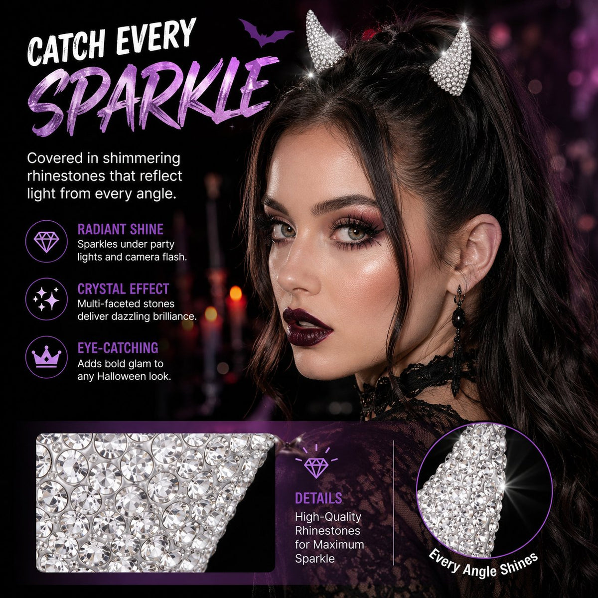 💥 LAST DAY 49% OFF - 😈✨ Cute Sparkle Magnetic Devil Horns (1 Pair)