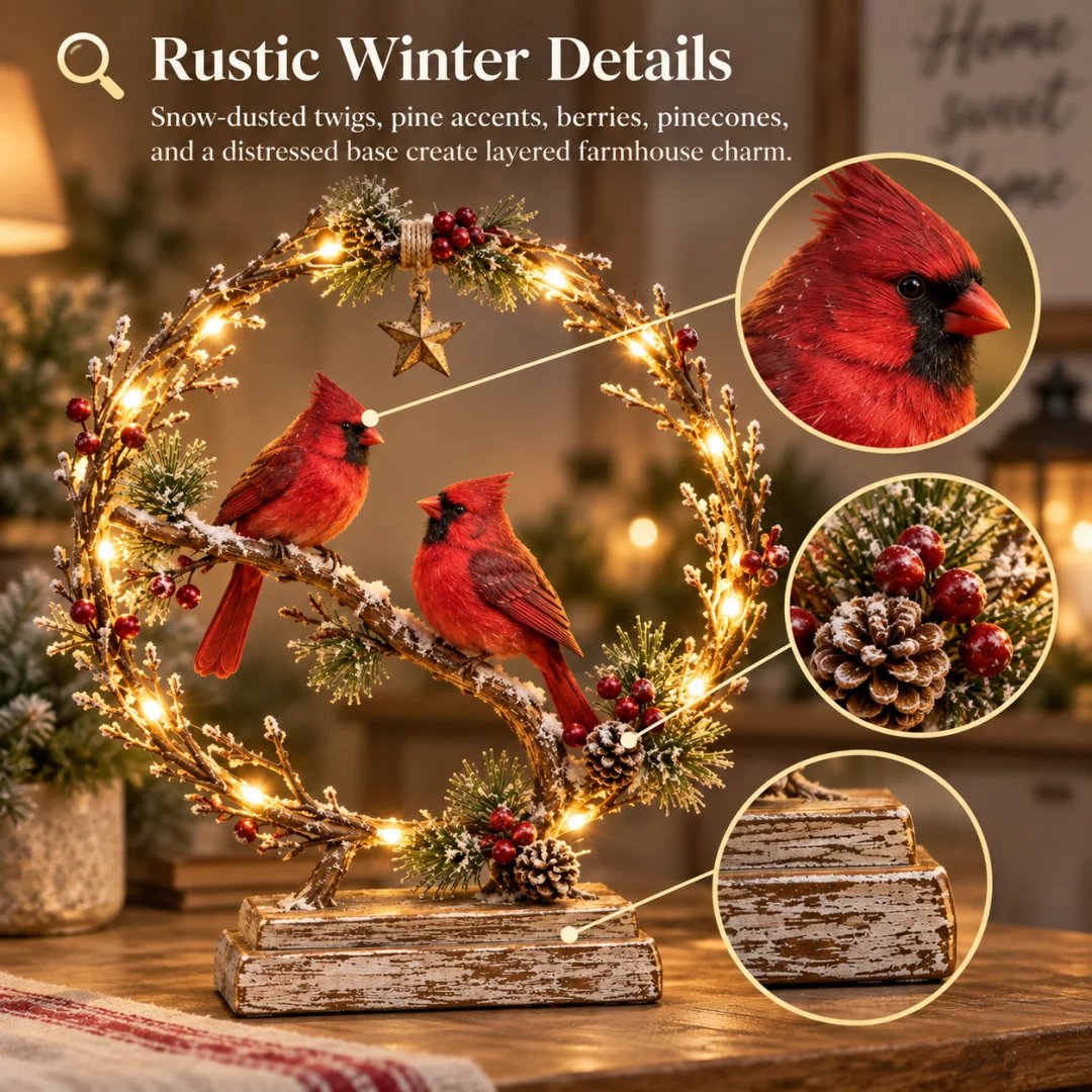 🔥 Last Day 50% OFF✨-Lighted Cardinal Tabletop Decor