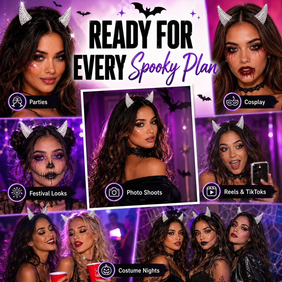 💥 LAST DAY 49% OFF - 😈✨ Cute Sparkle Magnetic Devil Horns (1 Pair)