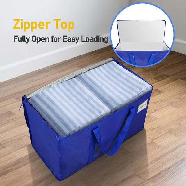 Fully opening zipper top storage bag