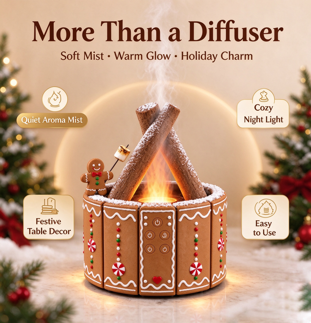 🔥 Campfire Christmas Diffuser 🎅 Santa & Gingerbread 2 Styles