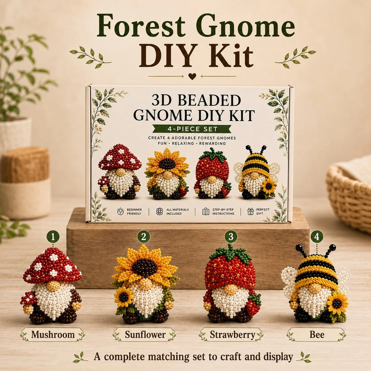 🔥3D Beaded Gnome DIY Kit Collection✨🎁