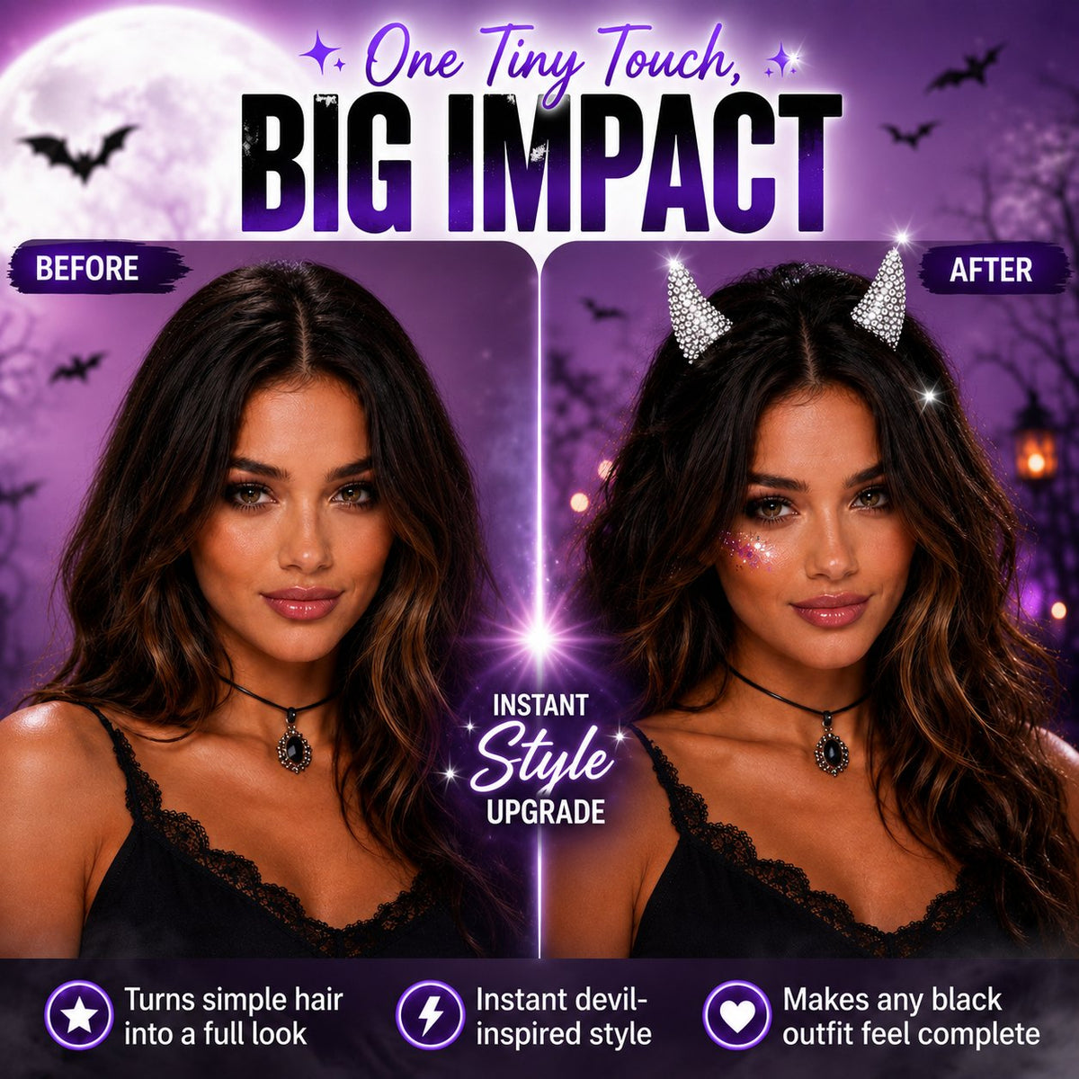 💥 LAST DAY 49% OFF - 😈✨ Cute Sparkle Magnetic Devil Horns (1 Pair)