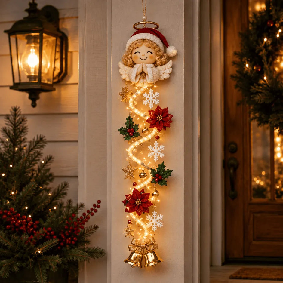 ⏳ Last Day 49% OFF – 🎄MerryCascade™ Glowing Christmas Door Hanger✨