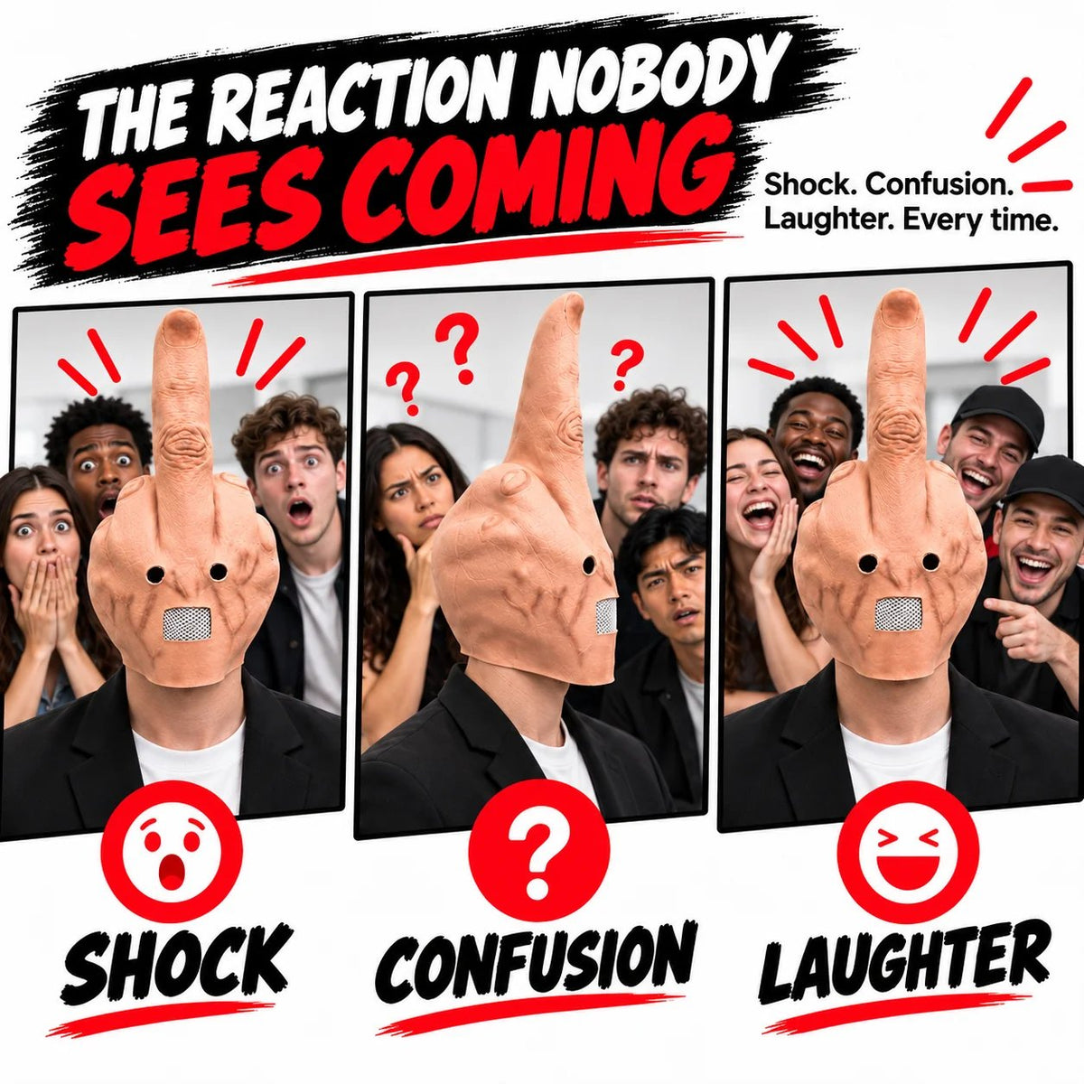 Uncanny Smile Reaction Mask – Halloween Prank & Party Mask