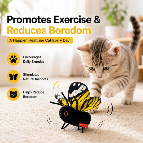 😻Interactive Electric Butterfly & Bluebird Cat Toy🦋 – 3 Flying Modes USB Rechargeable Teaser