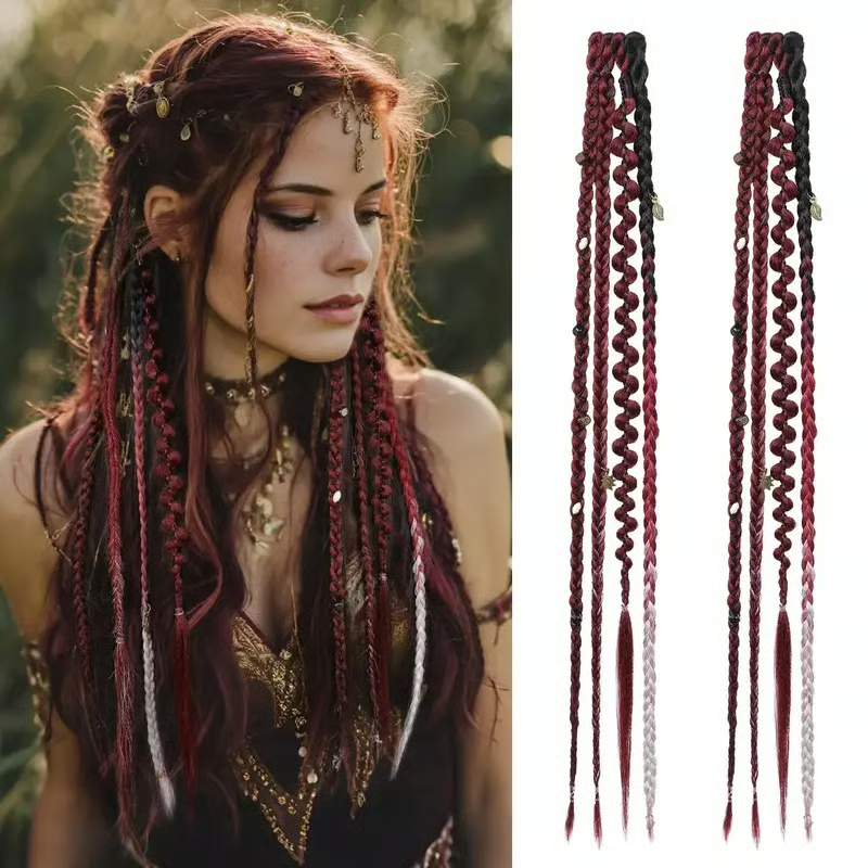 🌿🎨 Boho Beaded Clip-In Braids – Effortless Festival & Everyday Hair Transformation(✨2Pcs)