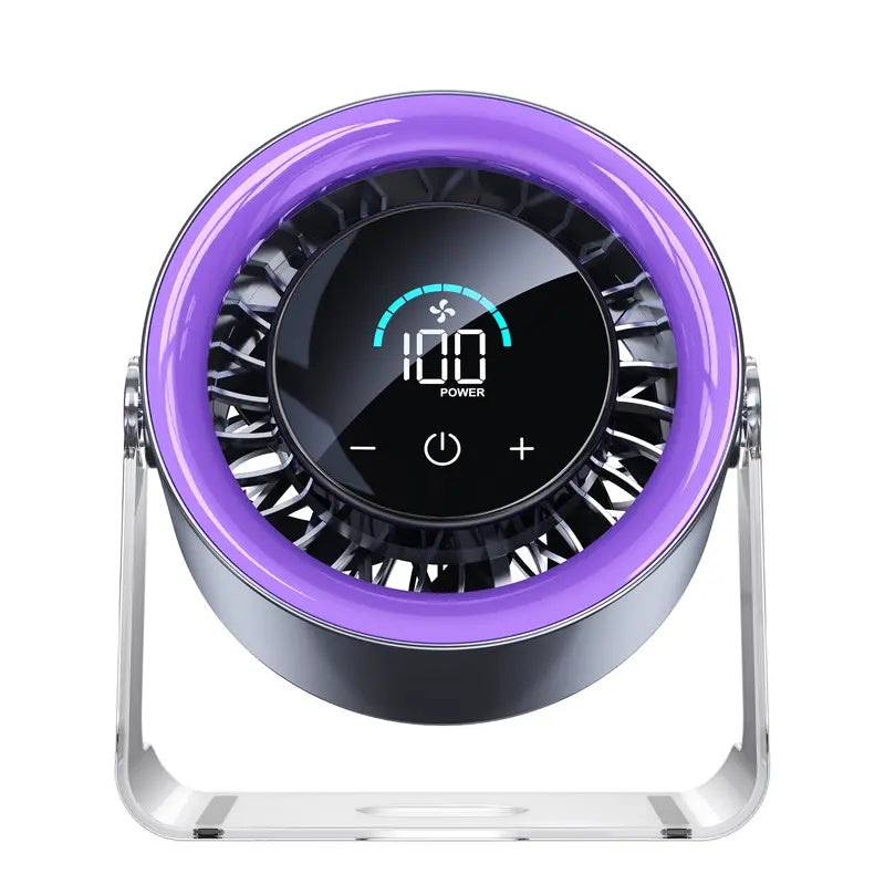 100-Speed Rechargeable Desktop Turbo Fan | Quiet Portable Digital Display Table Cooling Fan for Office & Travel