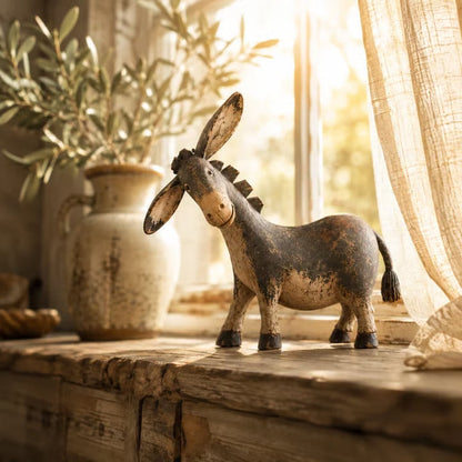 Rustic Donkey Figurine for Farmhouse Decor