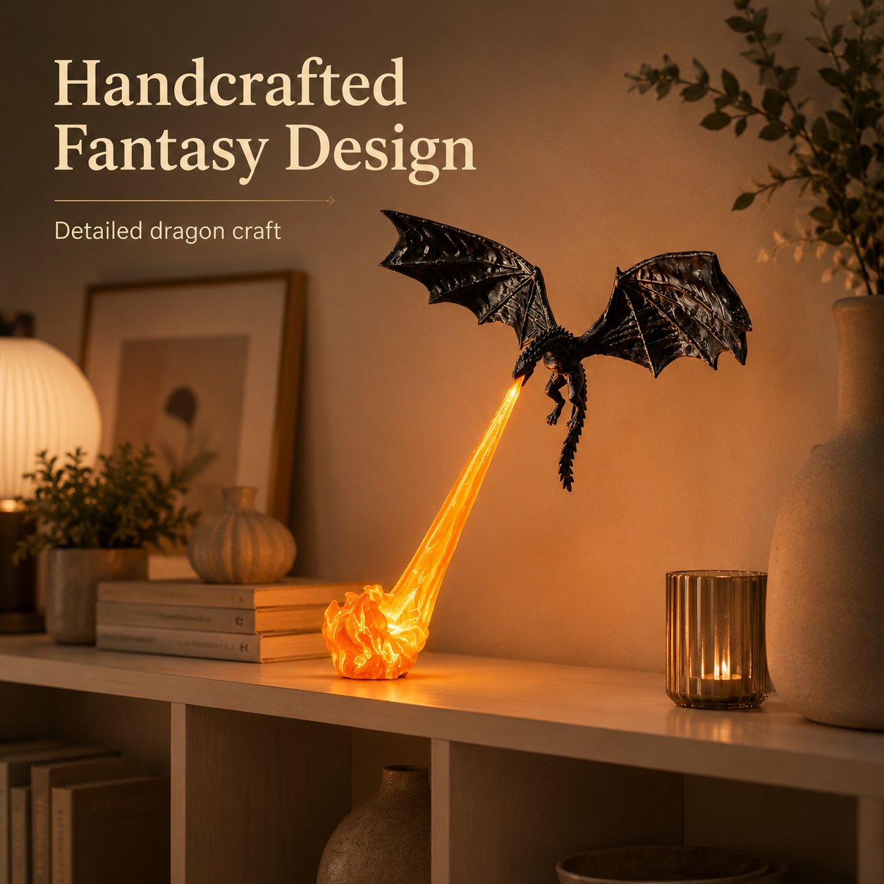 🔥LAST DAY 49% OFF - Dragon Flame Shelf Guardian Ornament📚🎁