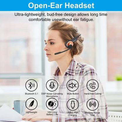 🎁🔥 Open Air Conduction Wireless Bluetooth Headset with Microphone