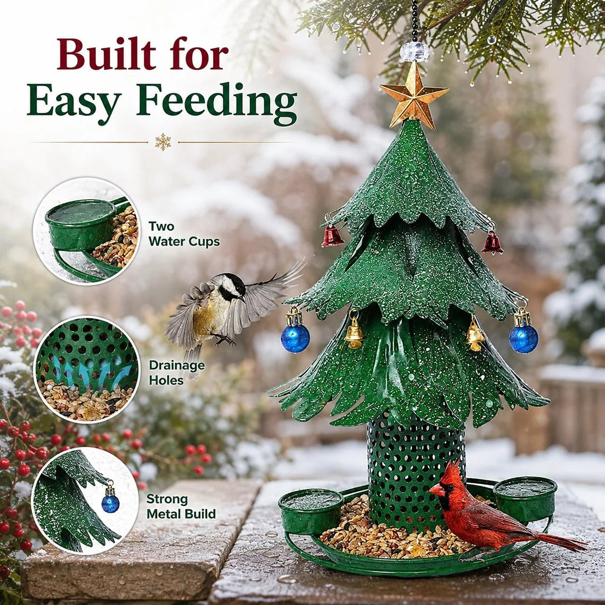 ✨🎄 Christmas Tree Bird Feeder Festive Backyard Holiday Decor