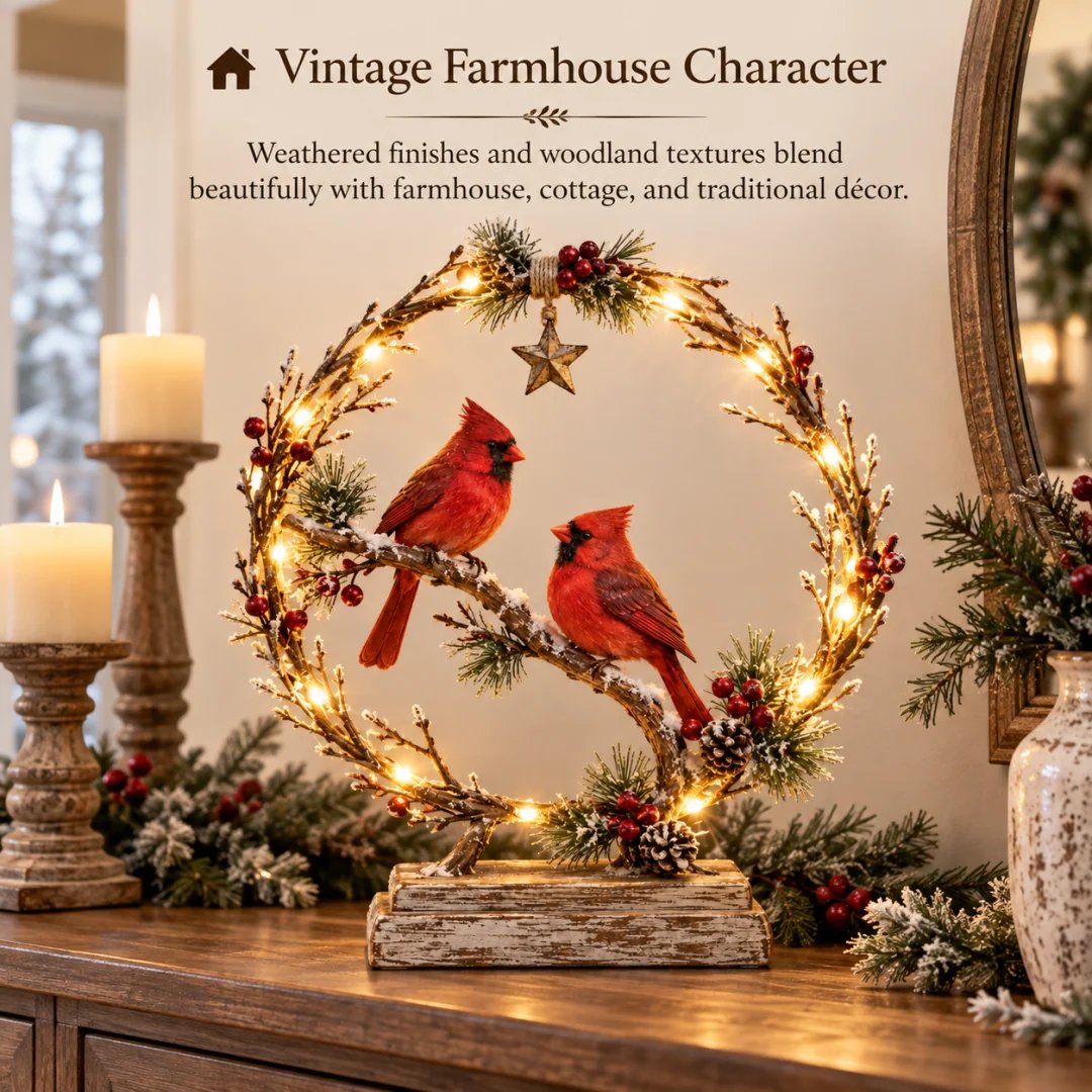 🔥 Last Day 50% OFF✨-Lighted Cardinal Tabletop Decor