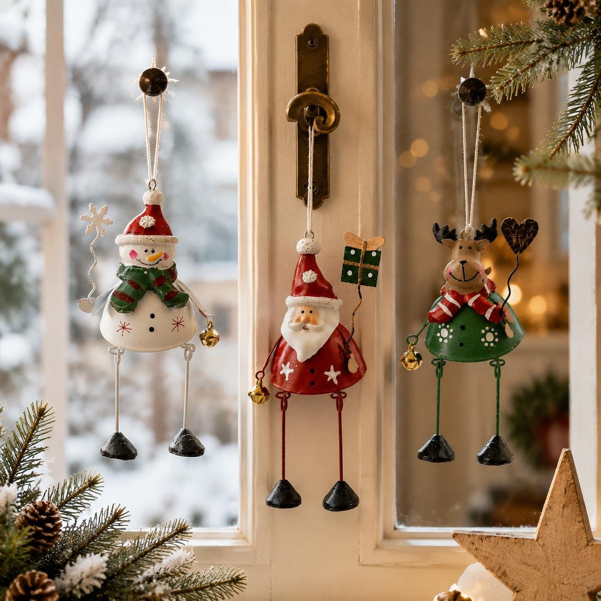 ✨ Hand-Painted Metal Dangling Leg Christmas Ornaments