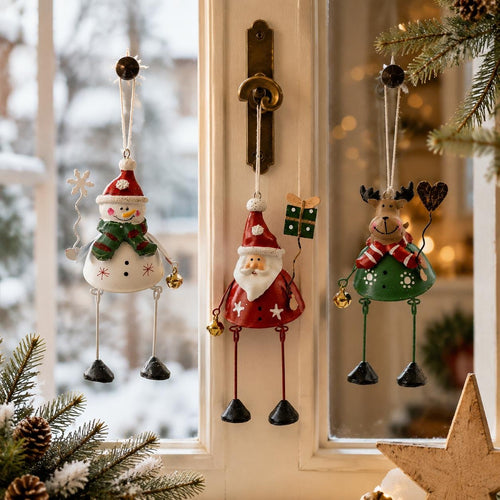 ✨ Hand-Painted Metal Dangling Leg Christmas Ornaments