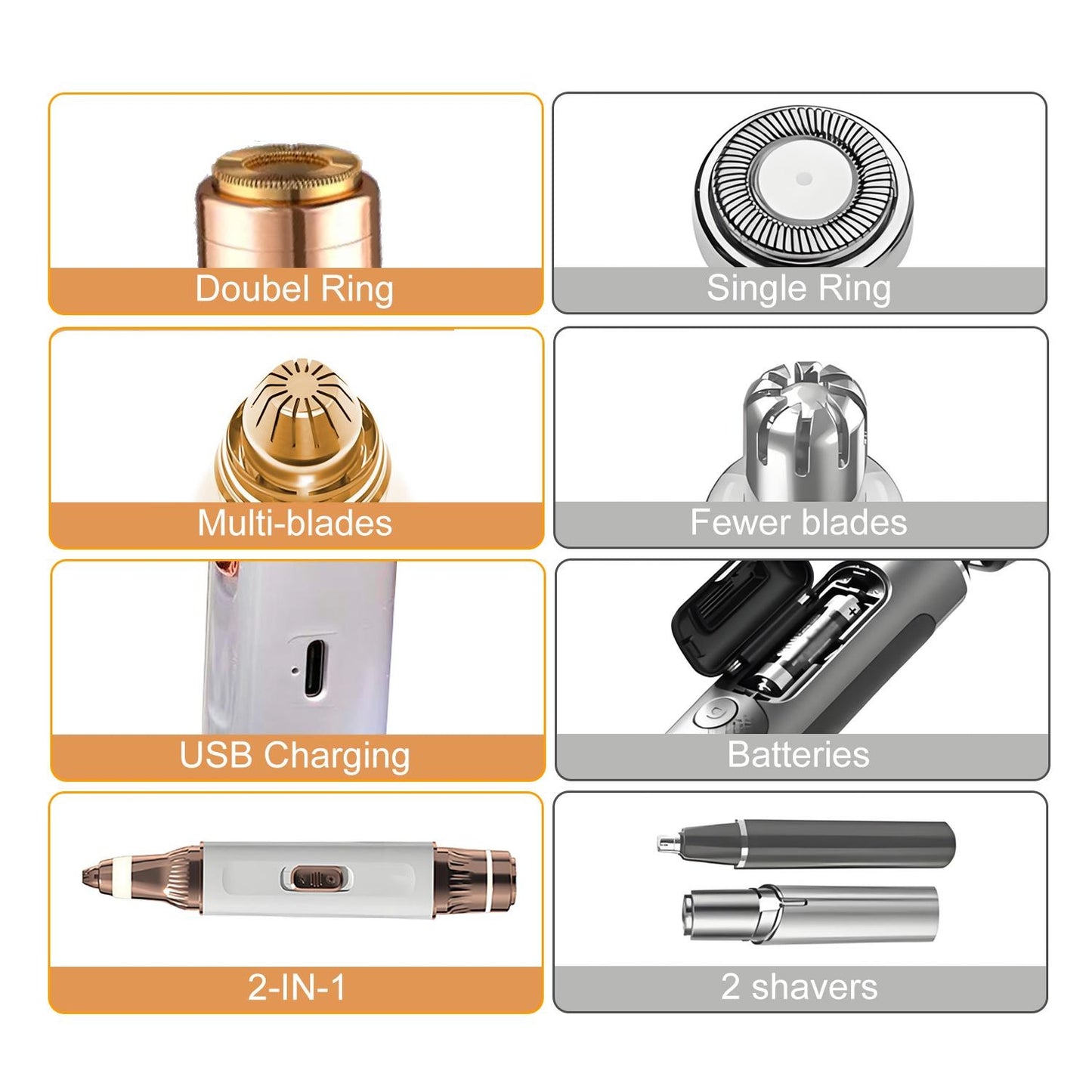 2-in-1 Electric Eyebrow Trimmer Cordless Rechargeable