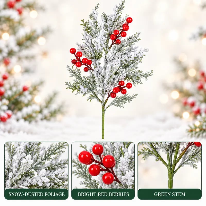 🌿Artificial Frosted Christmas Pine （12-pack）
